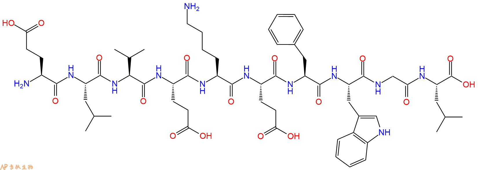 专肽生物产品H2N-Glu-Leu-Val-Glu-Lys-Glu-Phe-Trp-Gly-Leu-OH