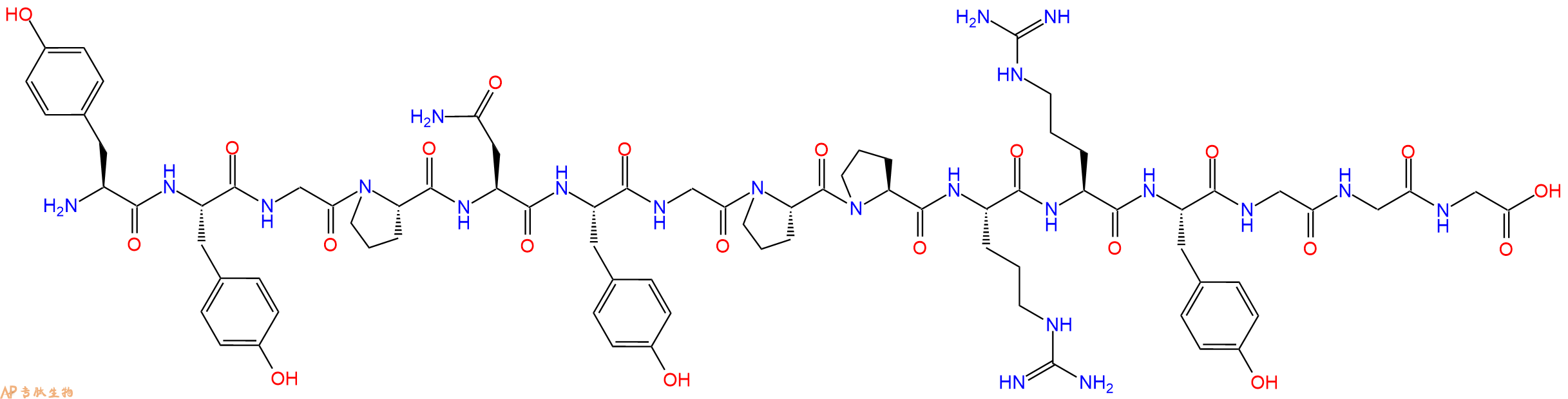 专肽生物产品H2N-Tyr-Tyr-Gly-Pro-Asn-Tyr-Gly-Pro-Pro-Arg-Arg-Tyr-Gly-Gly-Gly-OH