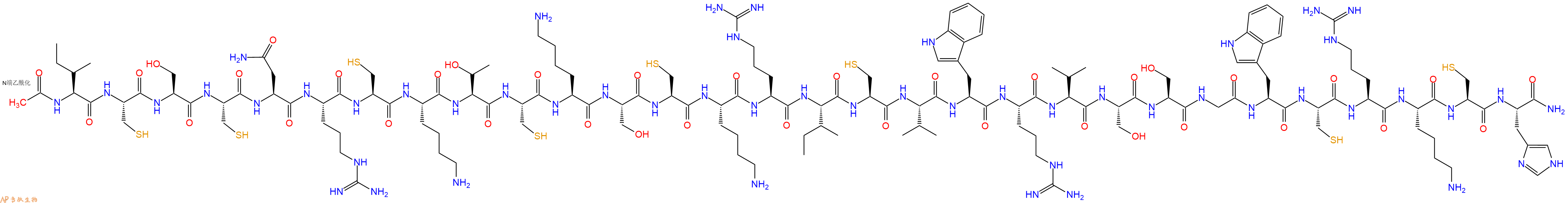 专肽生物产品Ac-Ile-Cys-Ser-Cys-Asn-Arg-Cys-Lys-Thr-Cys-Lys-Ser-Cys-Lys-Arg-Ile-Cys-Val-Trp-Arg-Val-Ser-Ser-Gly-Trp-Cys-Arg-Lys-Cys-His-CONH2