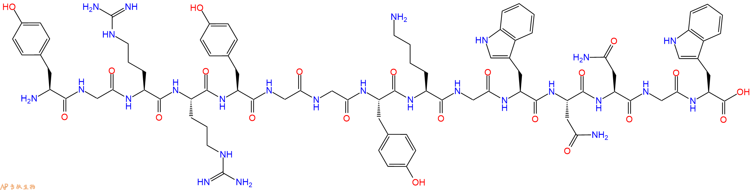 专肽生物产品H2N-Tyr-Gly-Arg-Arg-Tyr-Gly-Gly-Tyr-Lys-Gly-Trp-Asn-Asn-Gly-Trp-OH