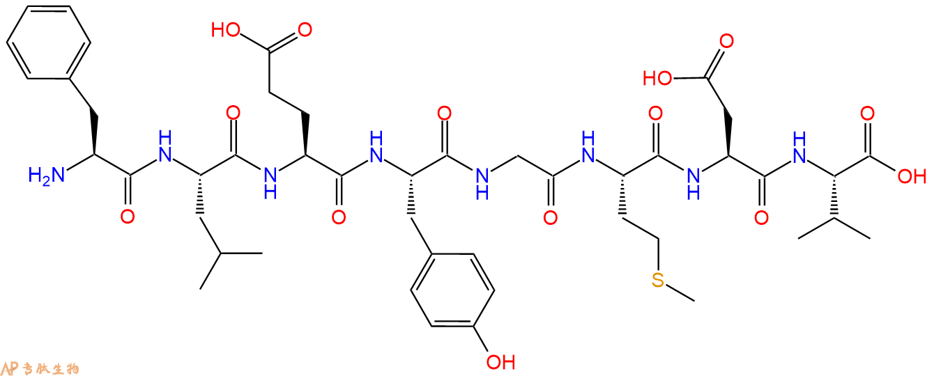 专肽生物产品H2N-Phe-Leu-Glu-Tyr-Gly-Met-Asp-Val-OH