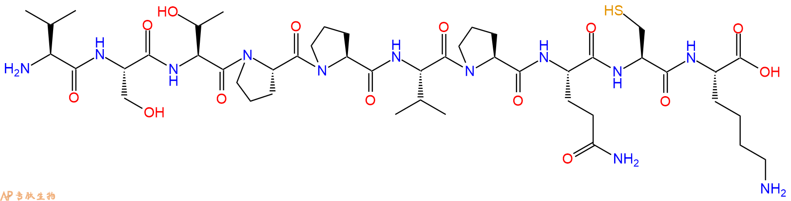 专肽生物产品H2N-Val-Ser-Thr-Pro-Pro-Val-Pro-Gln-Cys-Lys-OH