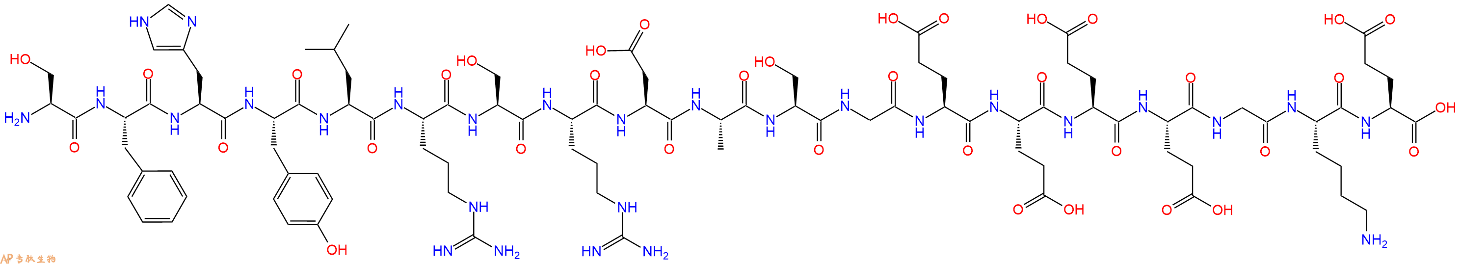 专肽生物产品H2N-Ser-Phe-His-Tyr-Leu-Arg-Ser-Arg-Asp-Ala-Ser-Gly-Glu-Glu-Glu-Glu-Gly-Lys-Glu-OH