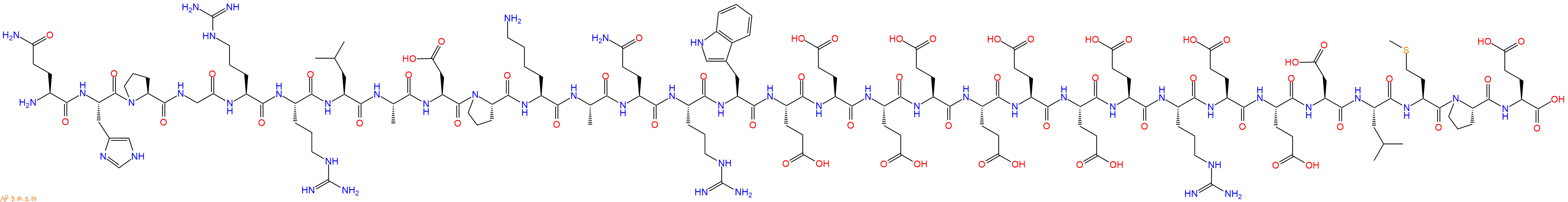 专肽生物产品H2N-Gln-His-Pro-Gly-Arg-Arg-Leu-Ala-Asp-Pro-Lys-Ala-Gln-Arg-Trp-Glu-Glu-Glu-Glu-Glu-Glu-Glu-Glu-Arg-Glu-Glu-Asp-Leu-Met-Pro-Glu-OH