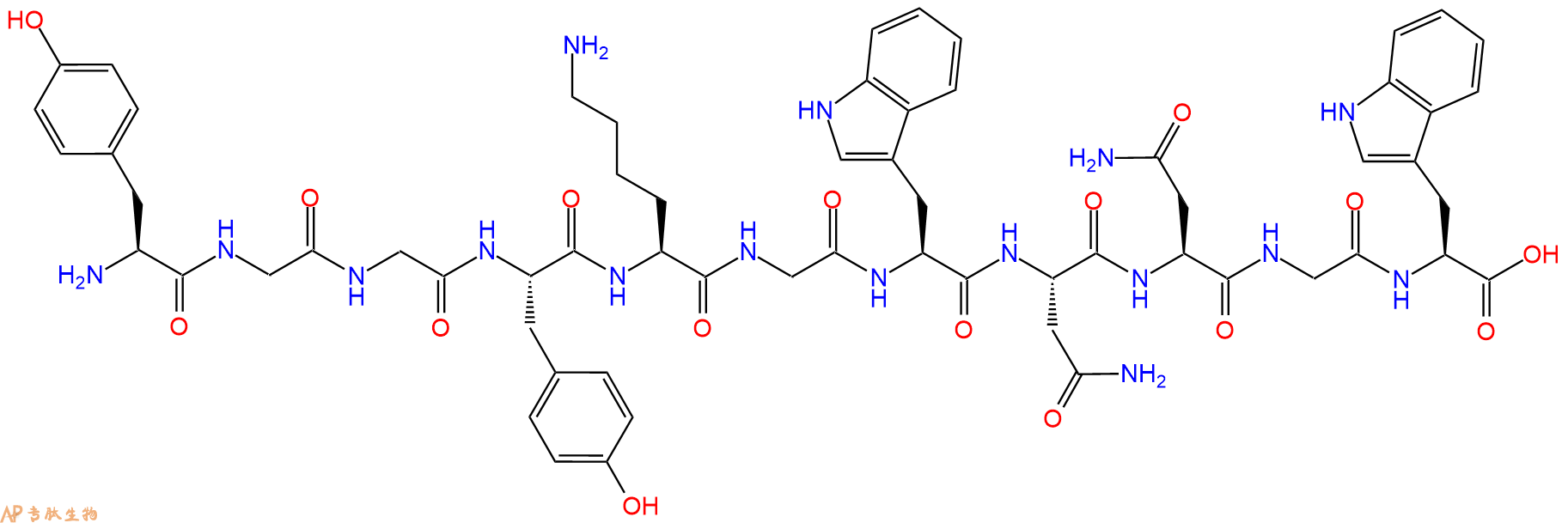 专肽生物产品H2N-Tyr-Gly-Gly-Tyr-Lys-Gly-Trp-Asn-Asn-Gly-Trp-OH