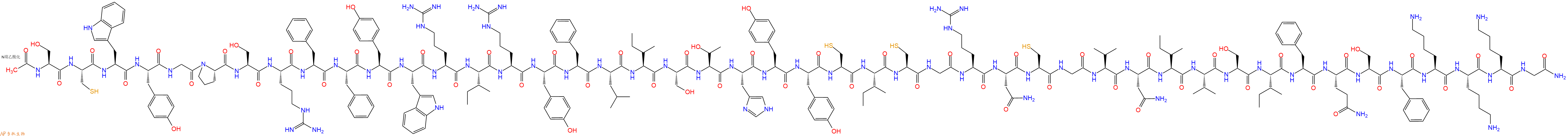 专肽生物产品Ac-Ser-Cys-Trp-Tyr-Gly-Pro-Ser-Arg-Phe-Phe-Tyr-Trp-Arg-Ile-Arg-Tyr-Phe-Leu-Ile-Ser-Thr-His-Tyr-Tyr-Cys-Ile-Cys-Gly-Arg-Asn-Cys-Gly-Val-Asn-Ile-Val-Ser-Ile-Phe-Gln-Ser-Phe-Lys-Lys-Lys-Gly-CONH2
