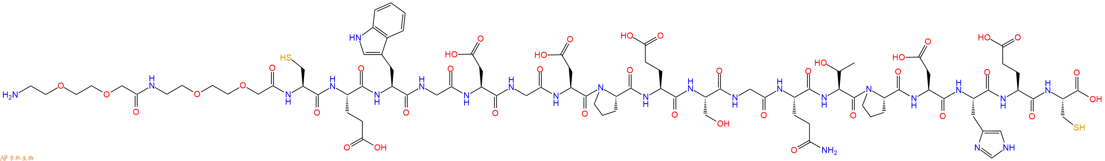 专肽生物产品H2N-AEEA-AEEA-Cys-Glu-Trp-Gly-Asp-Gly-Asp-Pro-Glu-Ser-Gly-Gln-Thr-Pro-Asp-His-Glu-Cys-OH