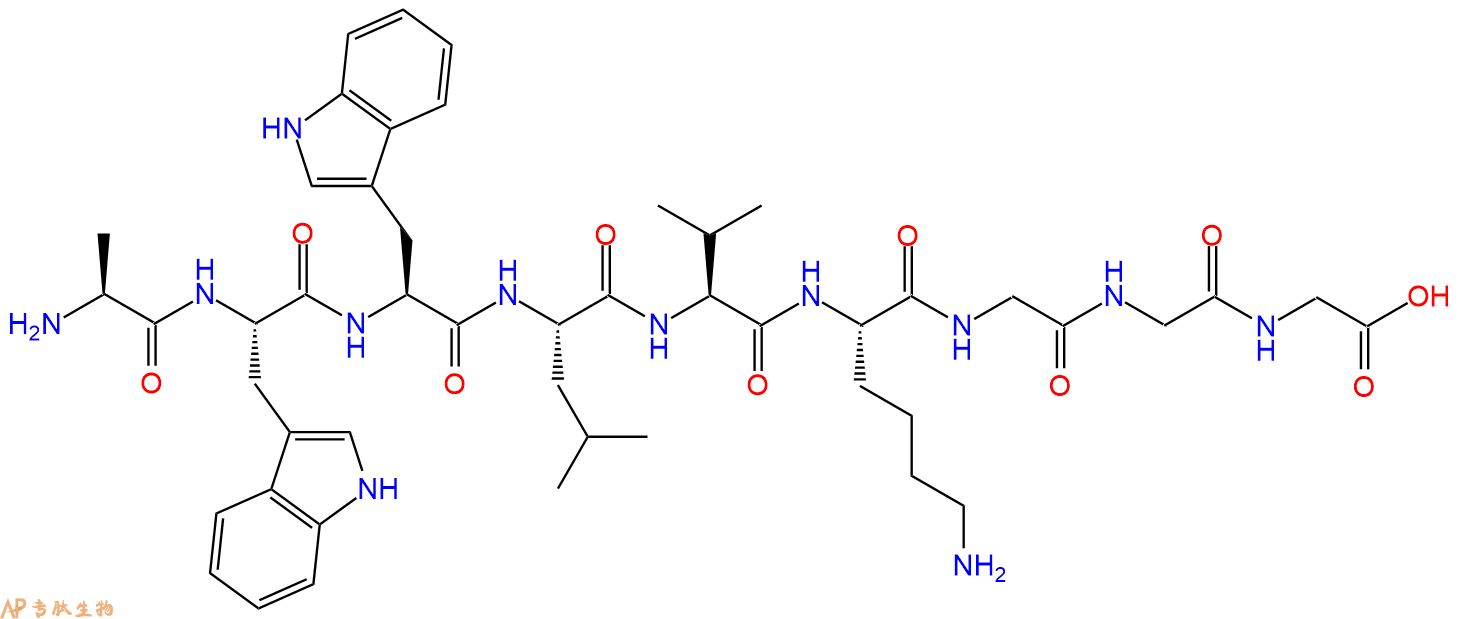 专肽生物产品H2N-Ala-Trp-Trp-Leu-Val-Lys-Gly-Gly-Gly-OH