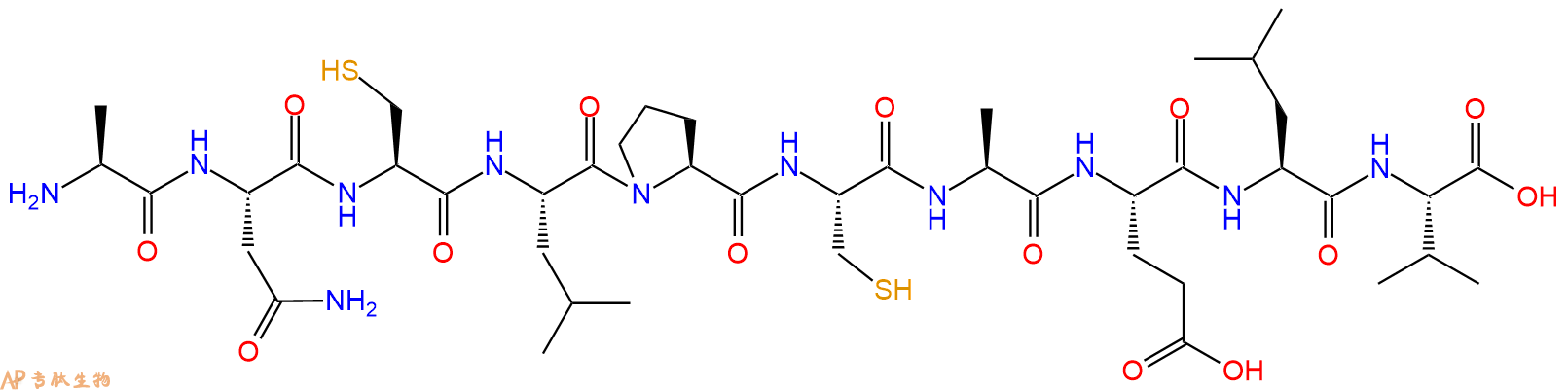 专肽生物产品H2N-Ala-Asn-Cys-Leu-Pro-Cys-Ala-Glu-Leu-Val-OH