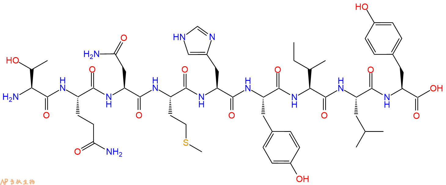 专肽生物产品H2N-Thr-Gln-Asn-Met-His-Tyr-Ile-Leu-Tyr-OH
