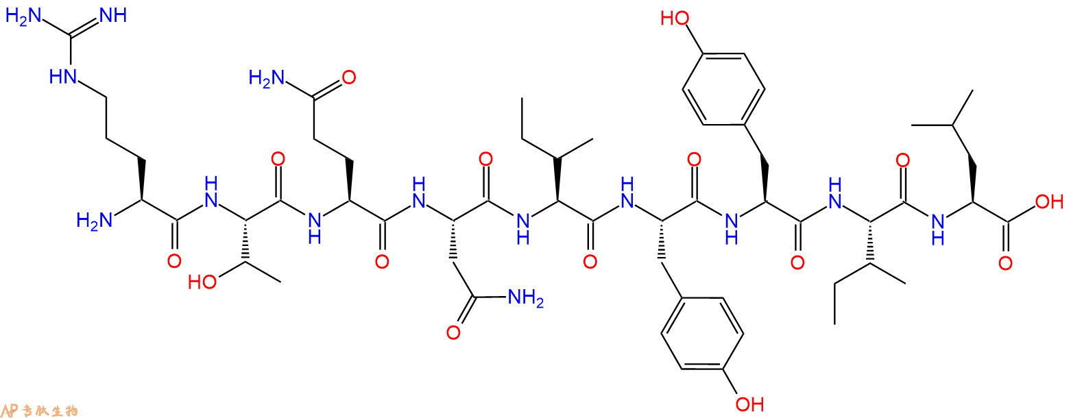 专肽生物产品H2N-Arg-Thr-Gln-Asn-Ile-Tyr-Tyr-Ile-Leu-OH