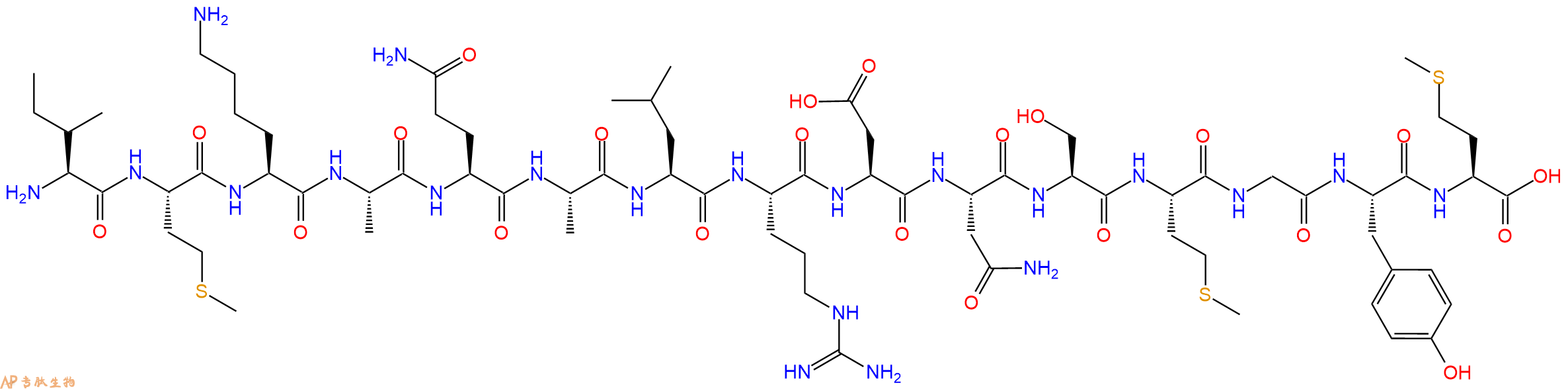 专肽生物产品H2N-Ile-Met-Lys-Ala-Gln-Ala-Leu-Arg-Asp-Asn-Ser-Met-Gly-Tyr-Met-OH