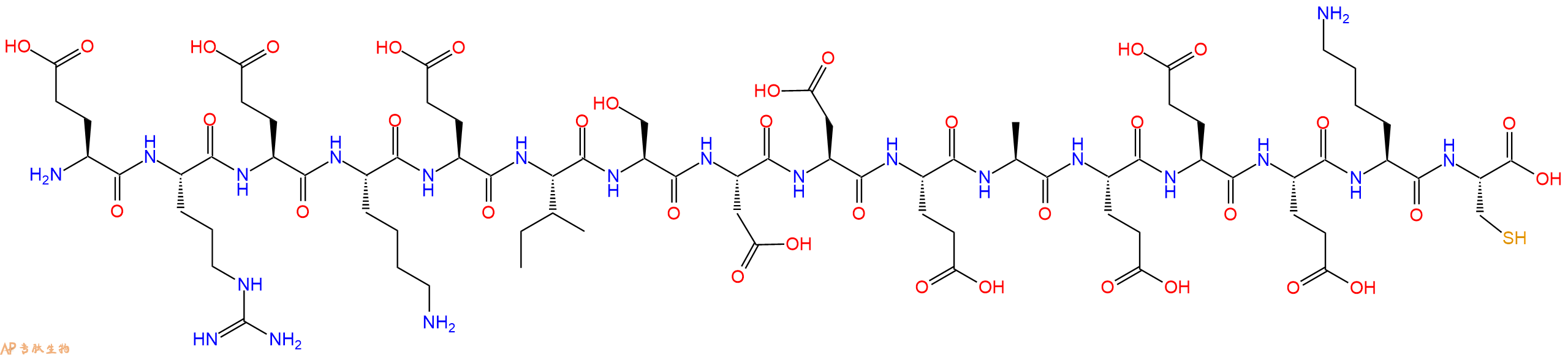 专肽生物产品H2N-Glu-Arg-Glu-Lys-Glu-Ile-Ser-Asp-Asp-Glu-Ala-Glu-Glu-Glu-Lys-Cys-OH