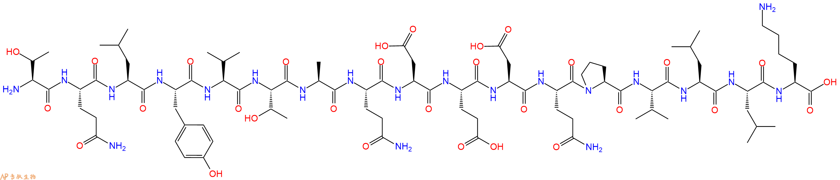 专肽生物产品H2N-Thr-Gln-Leu-Tyr-Val-Thr-Ala-Gln-Asp-Glu-Asp-Gln-Pro-Val-Leu-Leu-Lys-OH