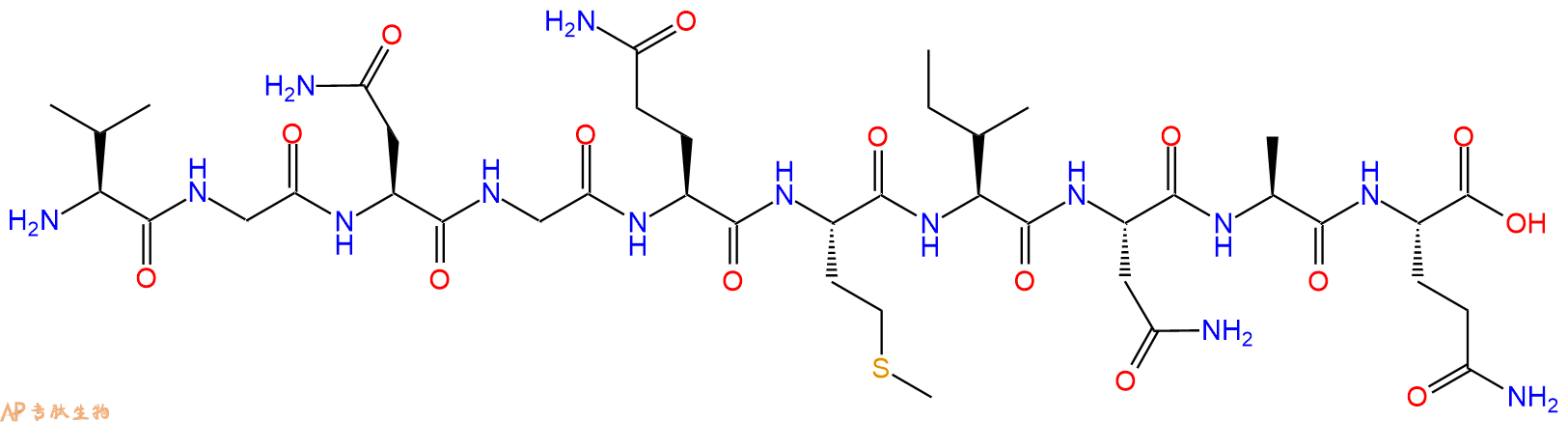 专肽生物产品H2N-Val-Gly-Asn-Gly-Gln-Met-Ile-Asn-Ala-Gln-OH