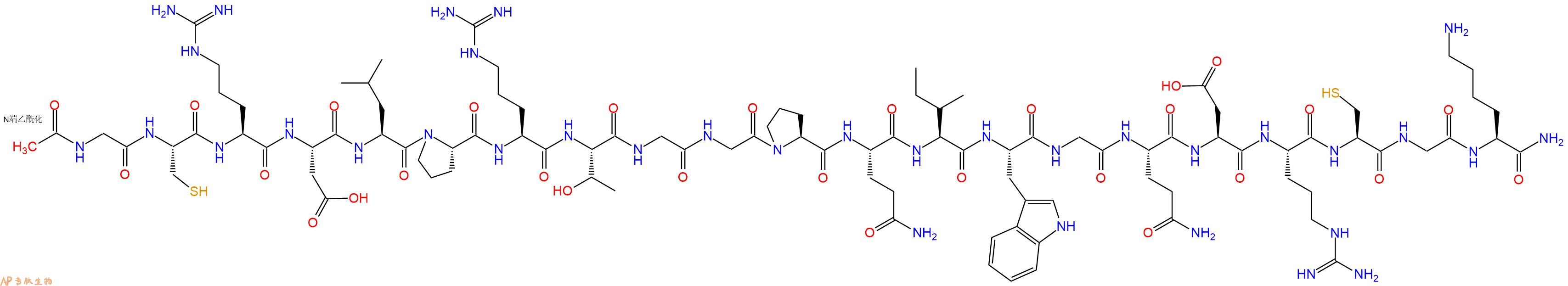 专肽生物产品Ac-Gly-Cys-Arg-Asp-Leu-Pro-Arg-Thr-Gly-Gly-Pro-Gln-Ile-Trp-Gly-Gln-Asp-Arg-Cys-Gly-Lys-CONH2