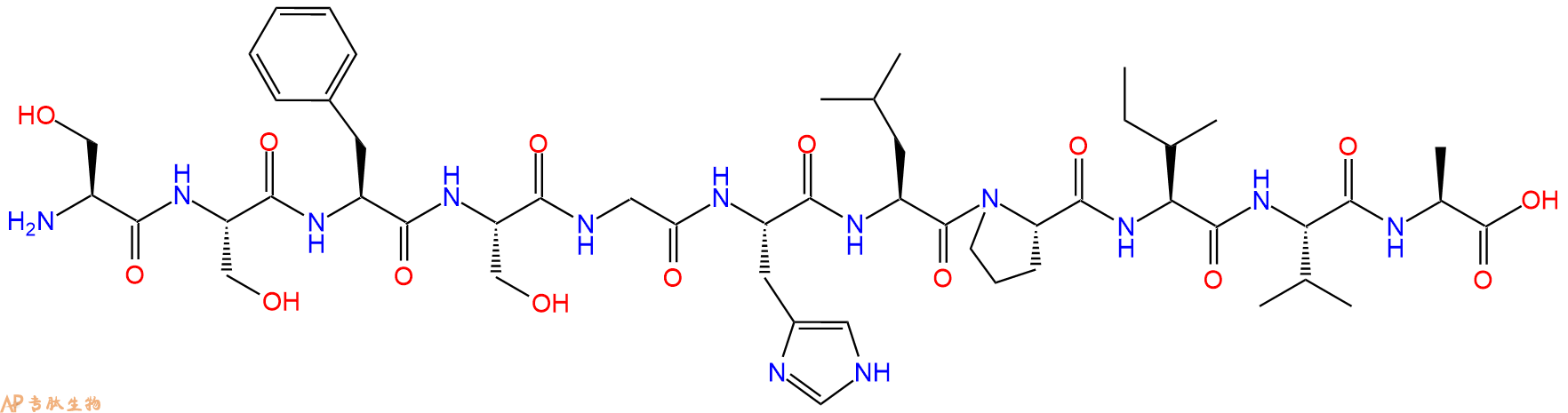 专肽生物产品H2N-Ser-Ser-Phe-Ser-Gly-His-Leu-Pro-Ile-Val-Ala-OH