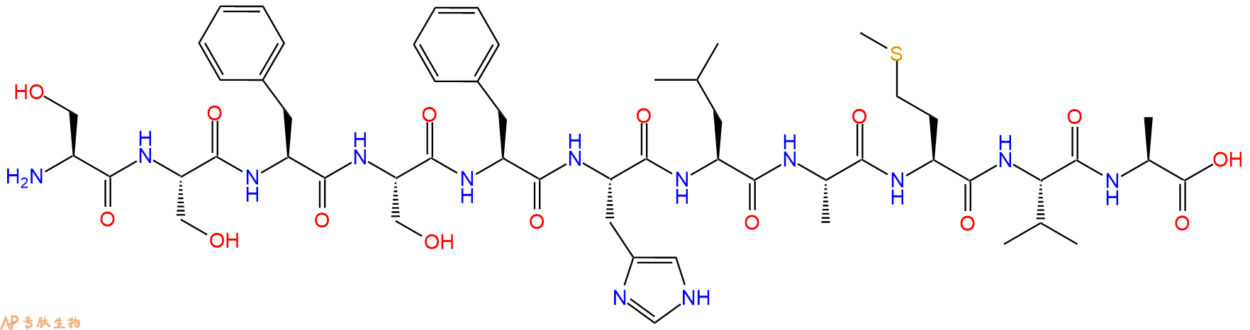 专肽生物产品H2N-Ser-Ser-Phe-Ser-Phe-His-Leu-Ala-Met-Val-Ala-OH