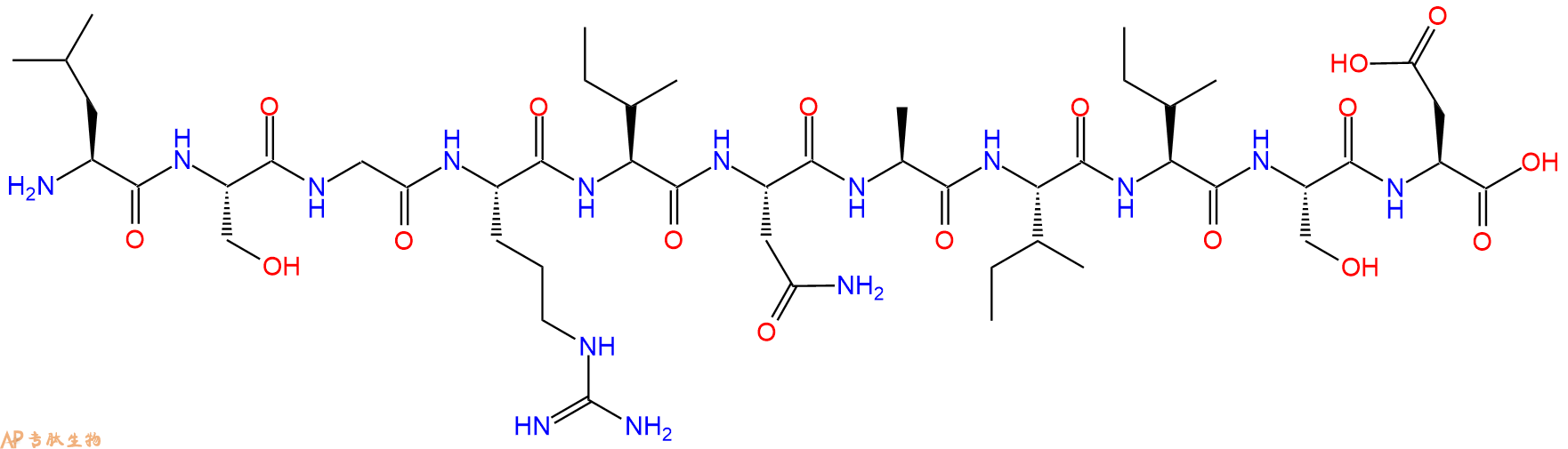 专肽生物产品H2N-Leu-Ser-Gly-Arg-Ile-Asn-Ala-Ile-Ile-Ser-Asp-OH