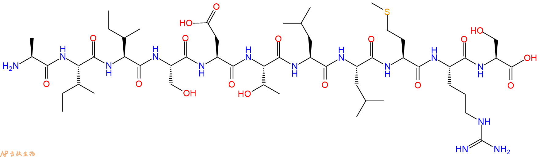 专肽生物产品H2N-Ala-Ile-Ile-Ser-Asp-Thr-Leu-Leu-Met-Arg-Ser-OH