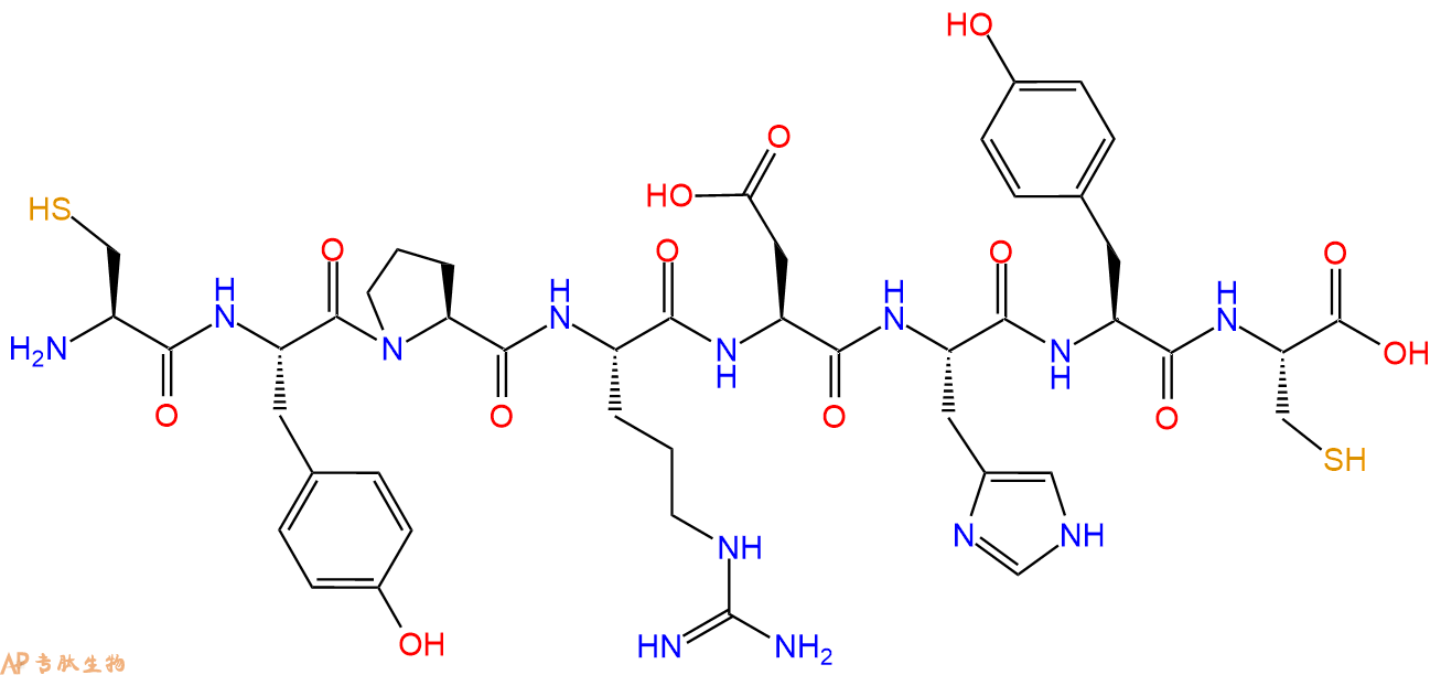 专肽生物产品H2N-Cys-Tyr-Pro-Arg-Asp-His-Tyr-Cys-OH