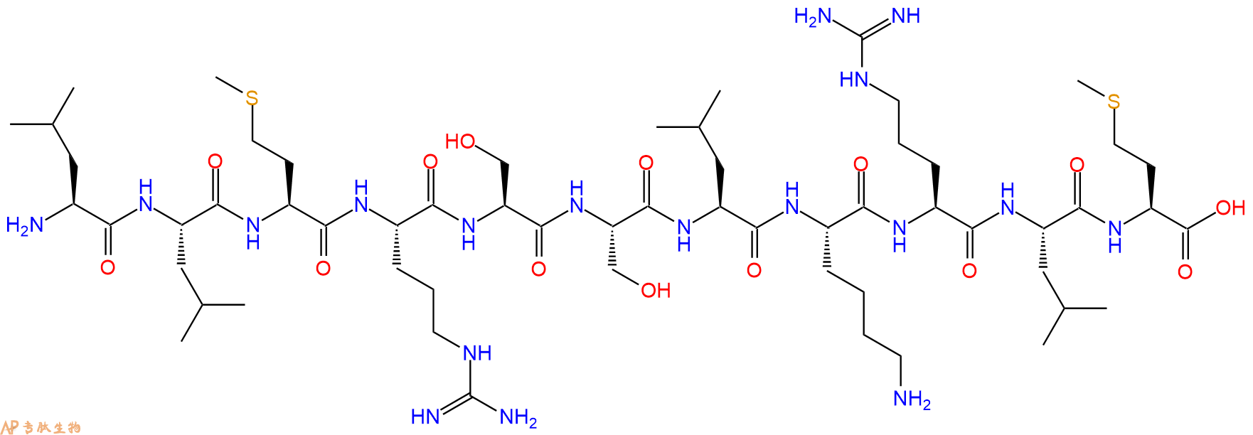 专肽生物产品H2N-Leu-Leu-Met-Arg-Ser-Ser-Leu-Lys-Arg-Leu-Met-OH