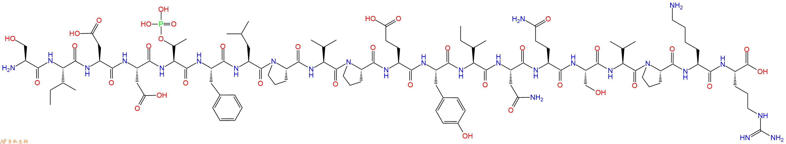 专肽生物产品H2N-Ser-Ile-Asp-Asp-pThr-Phe-Leu-Pro-Val-Pro-Glu-Tyr-Ile-Asn-Gln-Ser-Val-Pro-Lys-Arg-OH