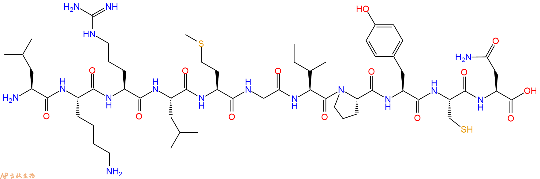 专肽生物产品H2N-Leu-Lys-Arg-Leu-Met-Gly-Ile-Pro-Tyr-Cys-Asn-OH