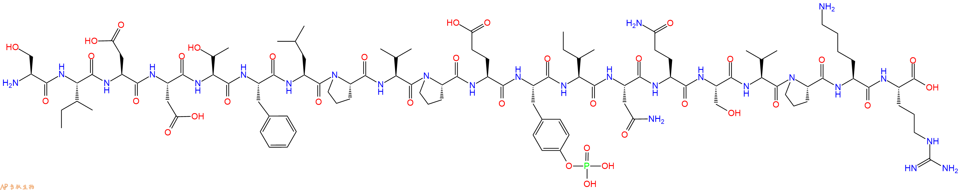 专肽生物产品H2N-Ser-Ile-Asp-Asp-Thr-Phe-Leu-Pro-Val-Pro-Glu-Tyr(PO3H2)-Ile-Asn-Gln-Ser-Val-Pro-Lys-Arg-OH
