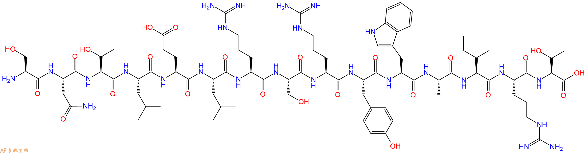 专肽生物产品H2N-Ser-Asn-Thr-Leu-Glu-Leu-Arg-Ser-Arg-Tyr-Trp-Ala-Ile-Arg-Thr-OH