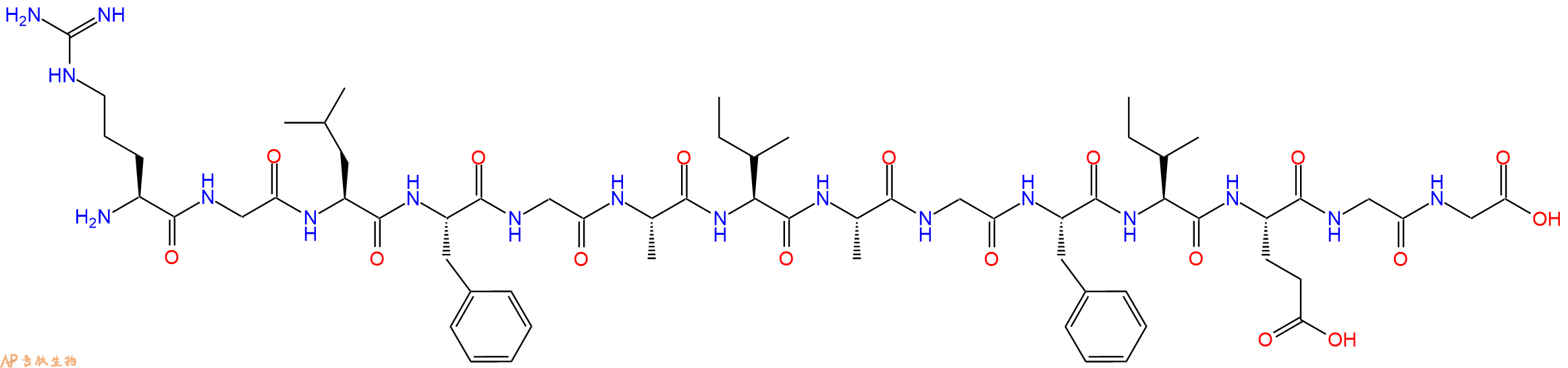专肽生物产品H2N-Arg-Gly-Leu-Phe-Gly-Ala-Ile-Ala-Gly-Phe-Ile-Glu-Gly-Gly-OH