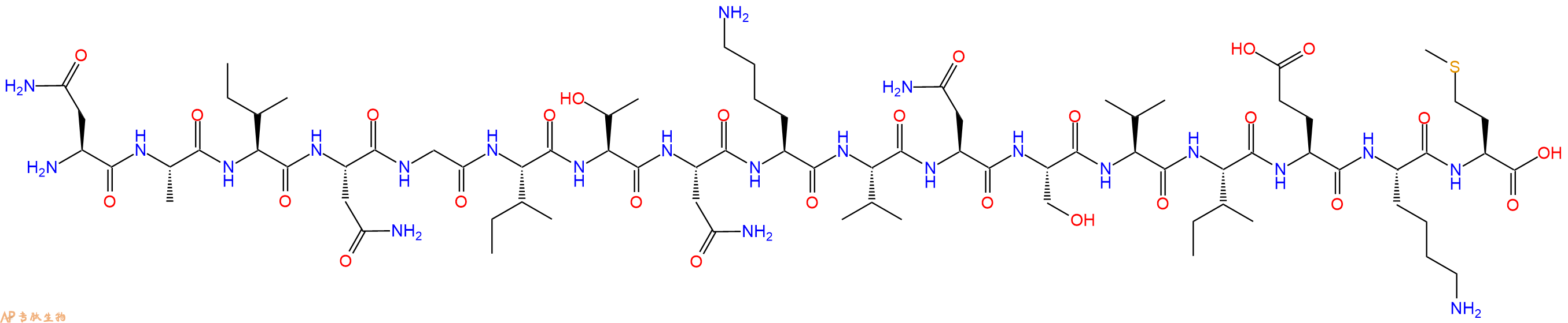 专肽生物产品H2N-Asn-Ala-Ile-Asn-Gly-Ile-Thr-Asn-Lys-Val-Asn-Ser-Val-Ile-Glu-Lys-Met-OH