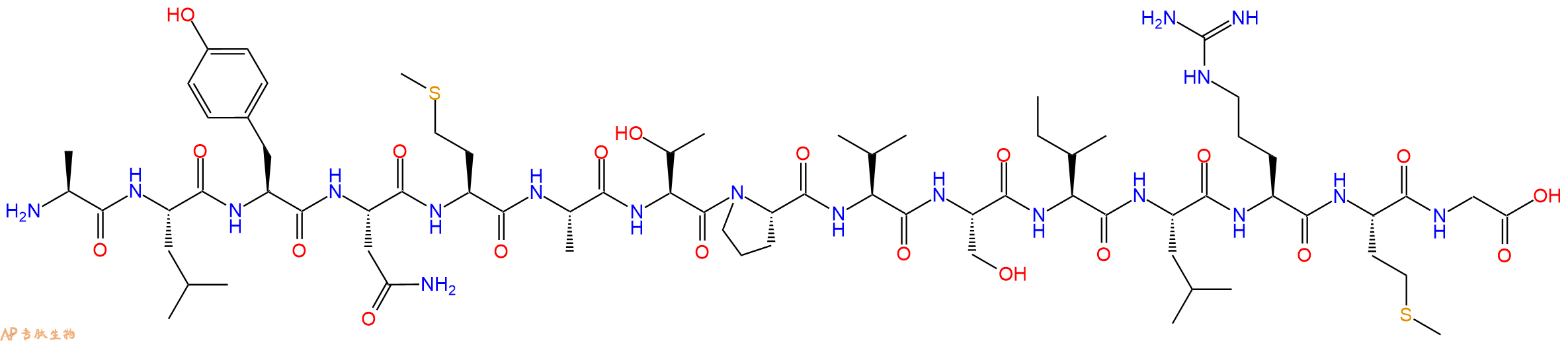 专肽生物产品H2N-Ala-Leu-Tyr-Asn-Met-Ala-Thr-Pro-Val-Ser-Ile-Leu-Arg-Met-Gly-OH