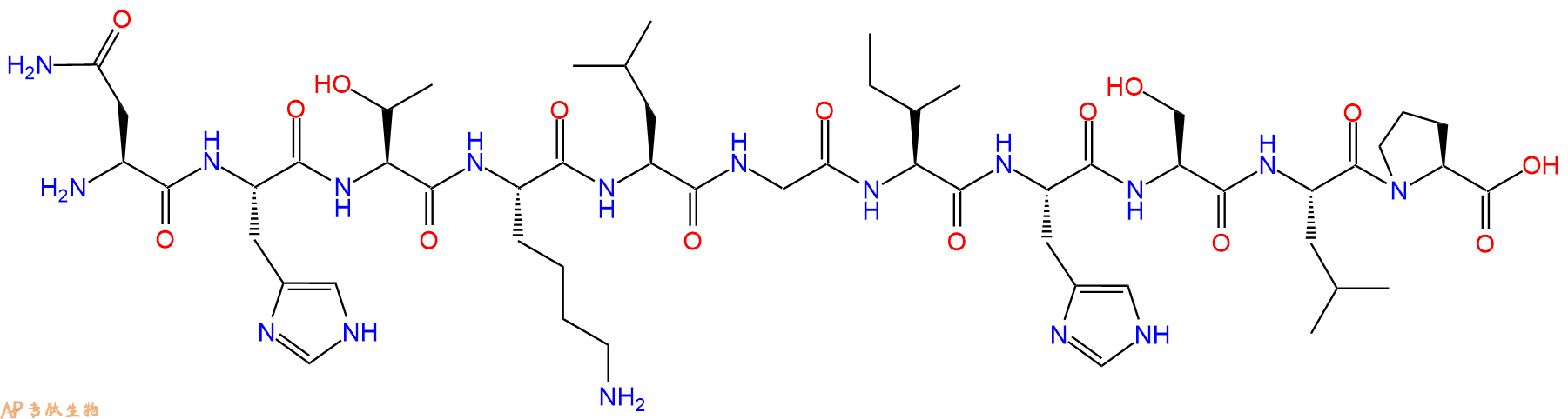 专肽生物产品H2N-Asn-His-Thr-Lys-Leu-Gly-Ile-His-Ser-Leu-Pro-OH