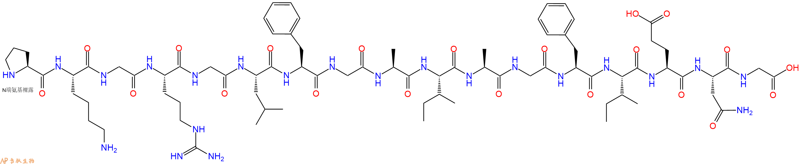 专肽生物产品H2N-Pro-Lys-Gly-Arg-Gly-Leu-Phe-Gly-Ala-Ile-Ala-Gly-Phe-Ile-Glu-Asn-Gly-OH