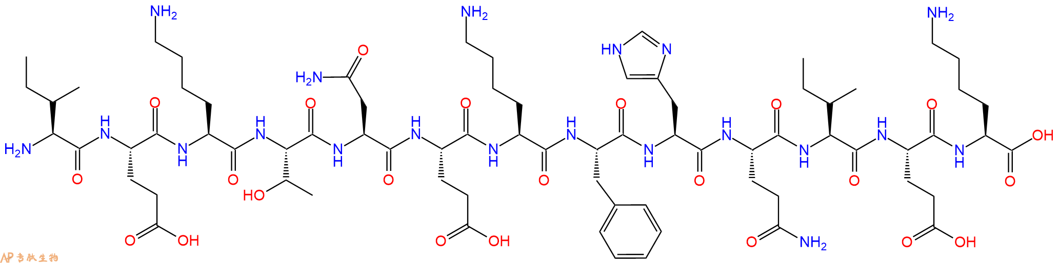 专肽生物产品H2N-Ile-Glu-Lys-Thr-Asn-Glu-Lys-Phe-His-Gln-Ile-Glu-Lys-OH