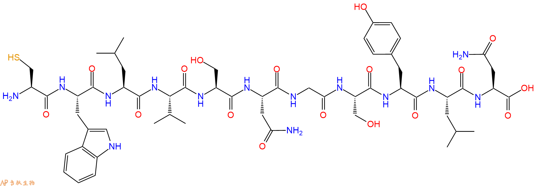 专肽生物产品H2N-Cys-Trp-Leu-Val-Ser-Asn-Gly-Ser-Tyr-Leu-Asn-OH