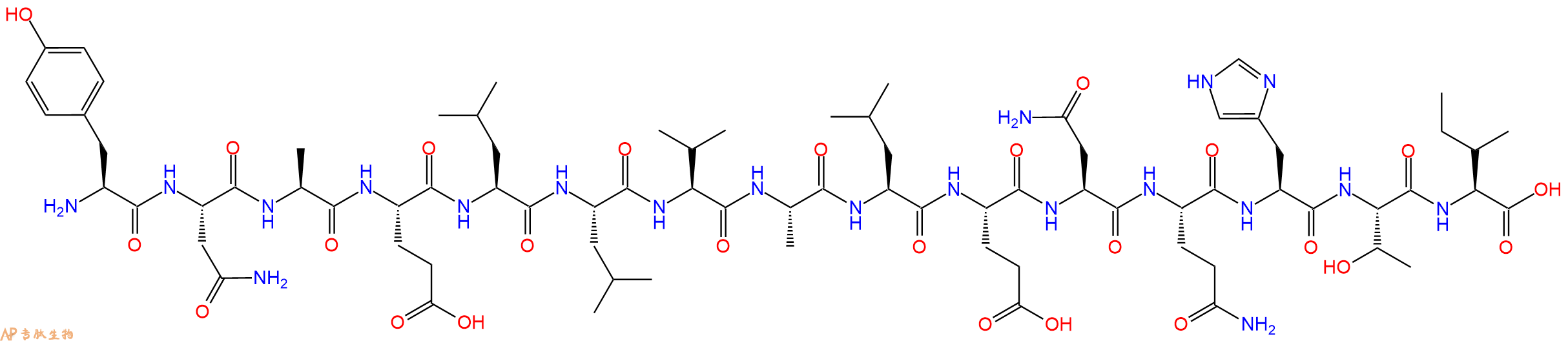 专肽生物产品H2N-Tyr-Asn-Ala-Glu-Leu-Leu-Val-Ala-Leu-Glu-Asn-Gln-His-Thr-Ile-OH