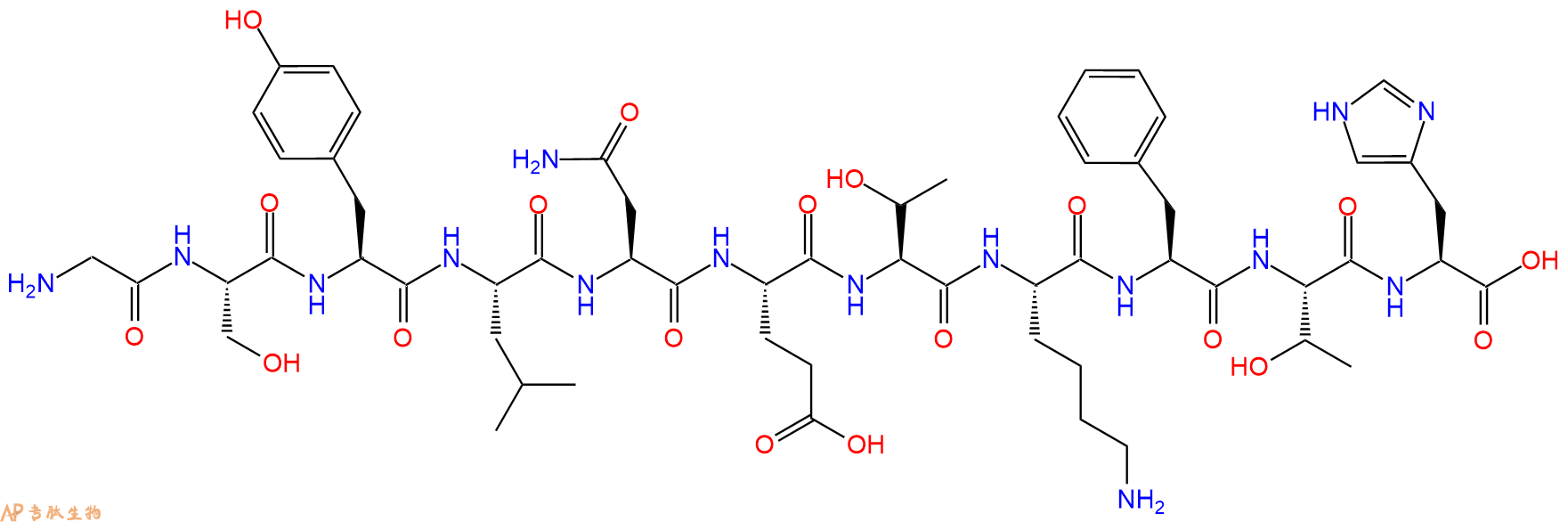 专肽生物产品H2N-Gly-Ser-Tyr-Leu-Asn-Glu-Thr-Lys-Phe-Thr-His-OH
