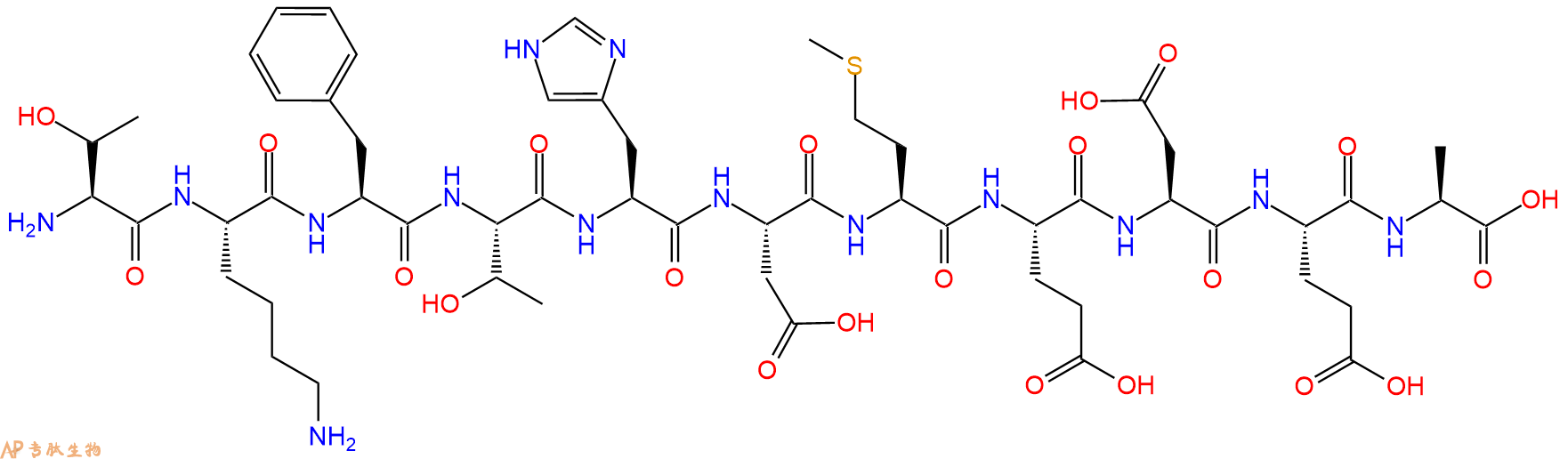 专肽生物产品H2N-Thr-Lys-Phe-Thr-His-Asp-Met-Glu-Asp-Glu-Ala-OH