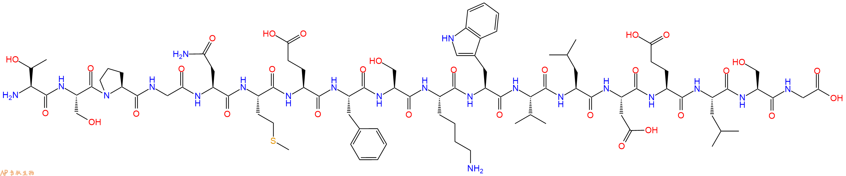 专肽生物产品H2N-Thr-Ser-Pro-Gly-Asn-Met-Glu-Phe-Ser-Lys-Trp-Val-Leu-Asp-Glu-Leu-Ser-Gly-OH