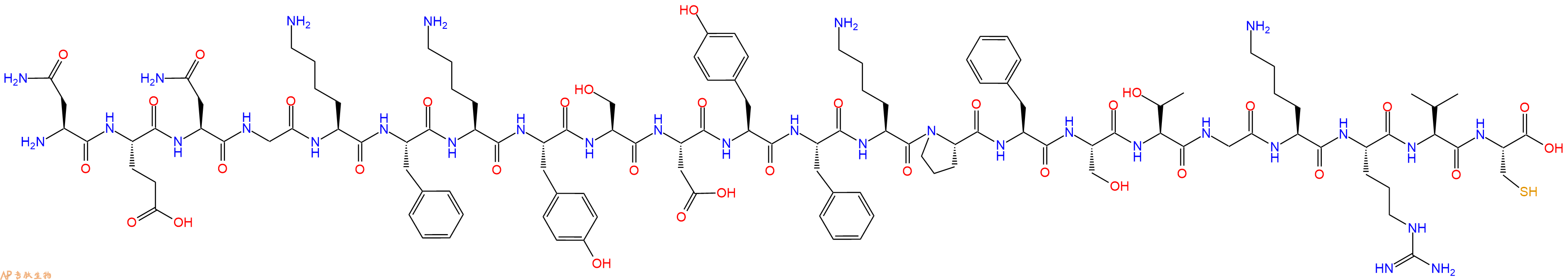 专肽生物产品H2N-Asn-Glu-Asn-Gly-Lys-Phe-Lys-Tyr-Ser-Asp-Tyr-Phe-Lys-Pro-Phe-Ser-Thr-Gly-Lys-Arg-Val-Cys-OH