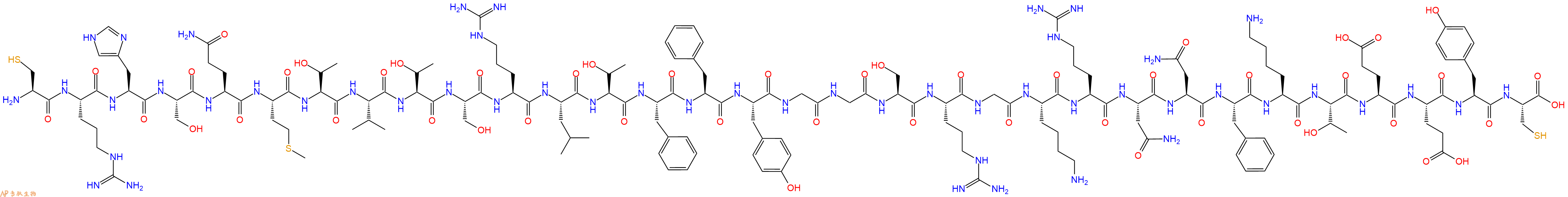 专肽生物产品H2N-Cys-Arg-His-Ser-Gln-Met-Thr-Val-Thr-Ser-Arg-Leu-Thr-Phe-Phe-Tyr-Gly-Gly-Ser-Arg-Gly-Lys-Arg-Asn-Asn-Phe-Lys-Thr-Glu-Glu-Tyr-Cys-OH
