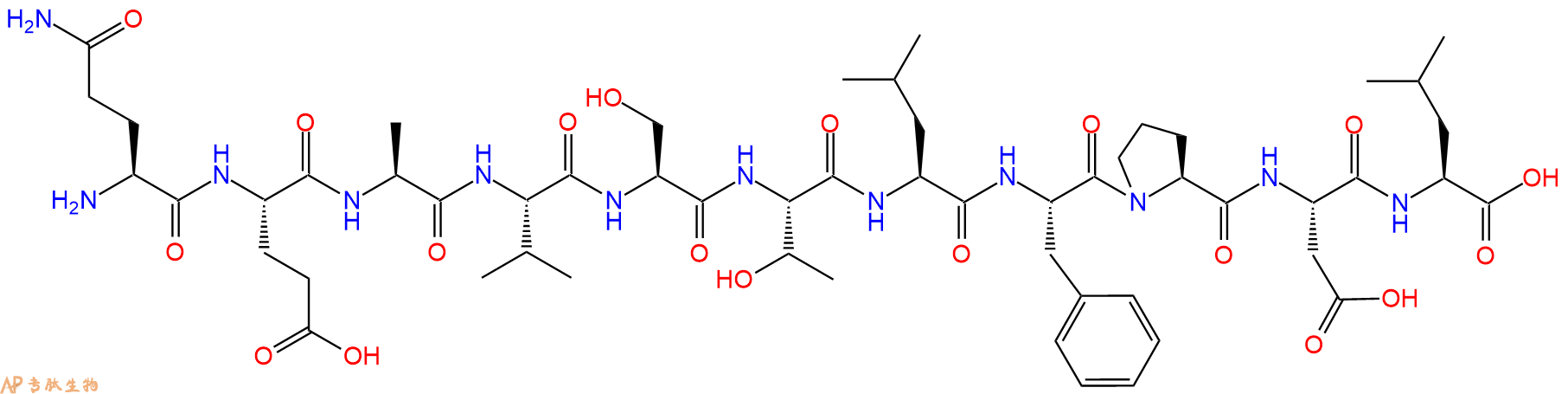 专肽生物产品H2N-Gln-Glu-Ala-Val-Ser-Thr-Leu-Phe-Pro-Asp-Leu-OH