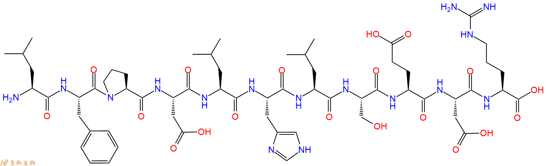 专肽生物产品H2N-Leu-Phe-Pro-Asp-Leu-His-Leu-Ser-Glu-Asp-Arg-OH