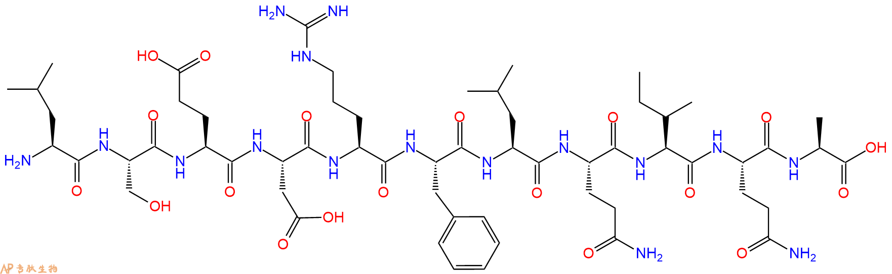 专肽生物产品H2N-Leu-Ser-Glu-Asp-Arg-Phe-Leu-Gln-Ile-Gln-Ala-OH