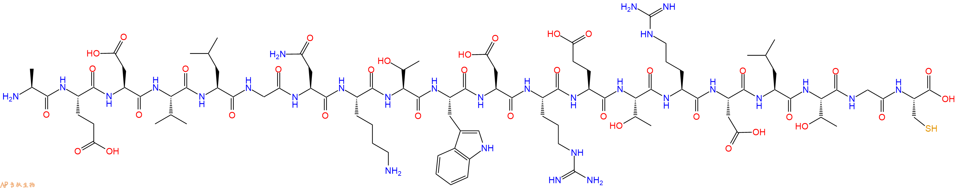 专肽生物产品H2N-Ala-Glu-Asp-Val-Leu-Gly-Asn-Lys-Thr-Trp-Asp-Arg-Glu-Thr-Arg-Asp-Leu-Thr-Gly-Cys-OH