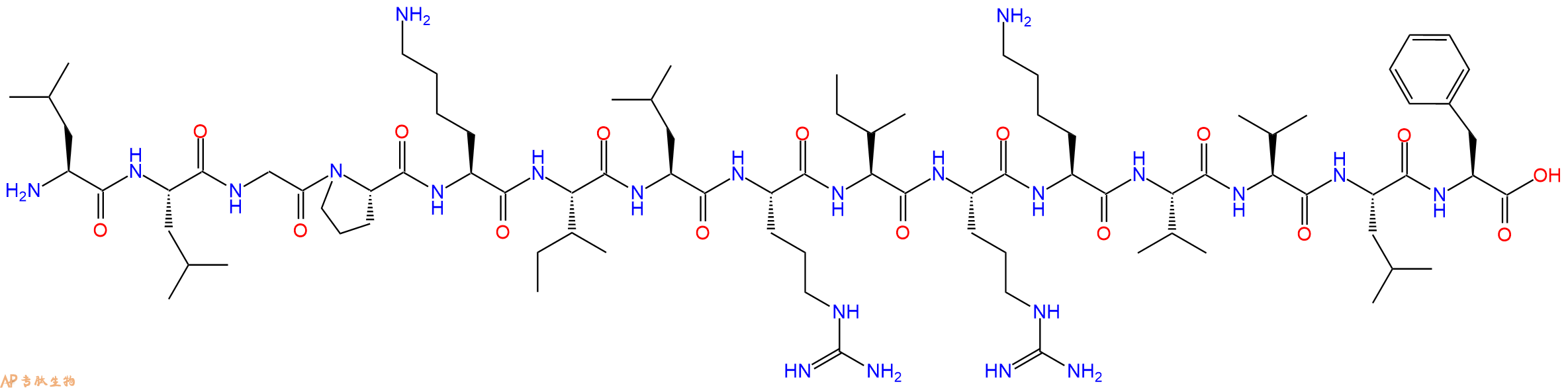 专肽生物产品H2N-Leu-Leu-Gly-Pro-Lys-Ile-Leu-Arg-Ile-Arg-Lys-Val-Val-Leu-Phe-OH