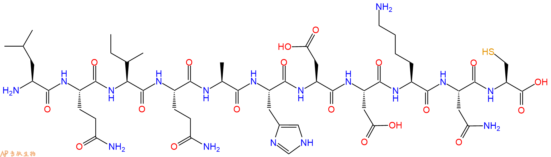 专肽生物产品H2N-Leu-Gln-Ile-Gln-Ala-His-Asp-Asp-Lys-Asn-Cys-OH