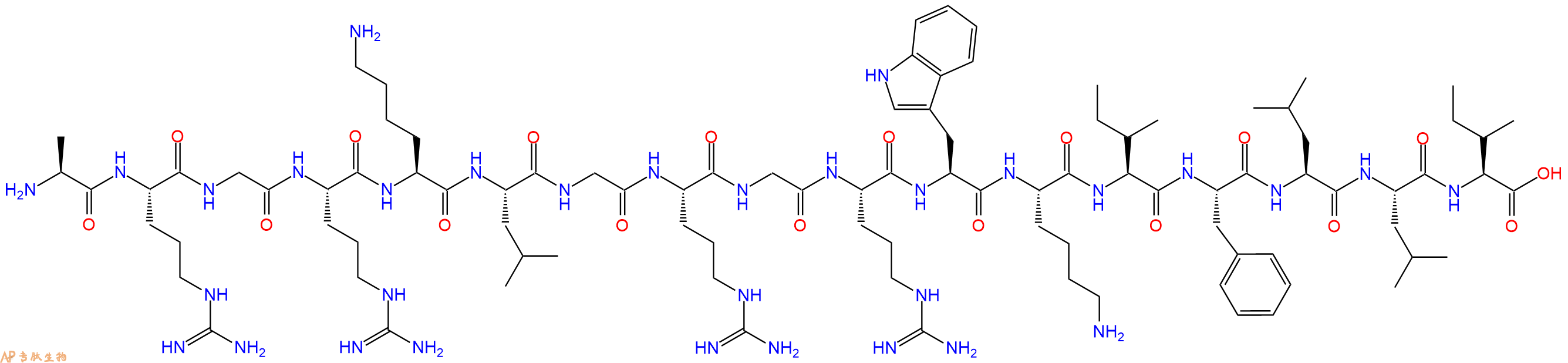 专肽生物产品H2N-Ala-Arg-Gly-Arg-Lys-Leu-Gly-Arg-Gly-Arg-Trp-Lys-Ile-Phe-Leu-Leu-Ile-OH